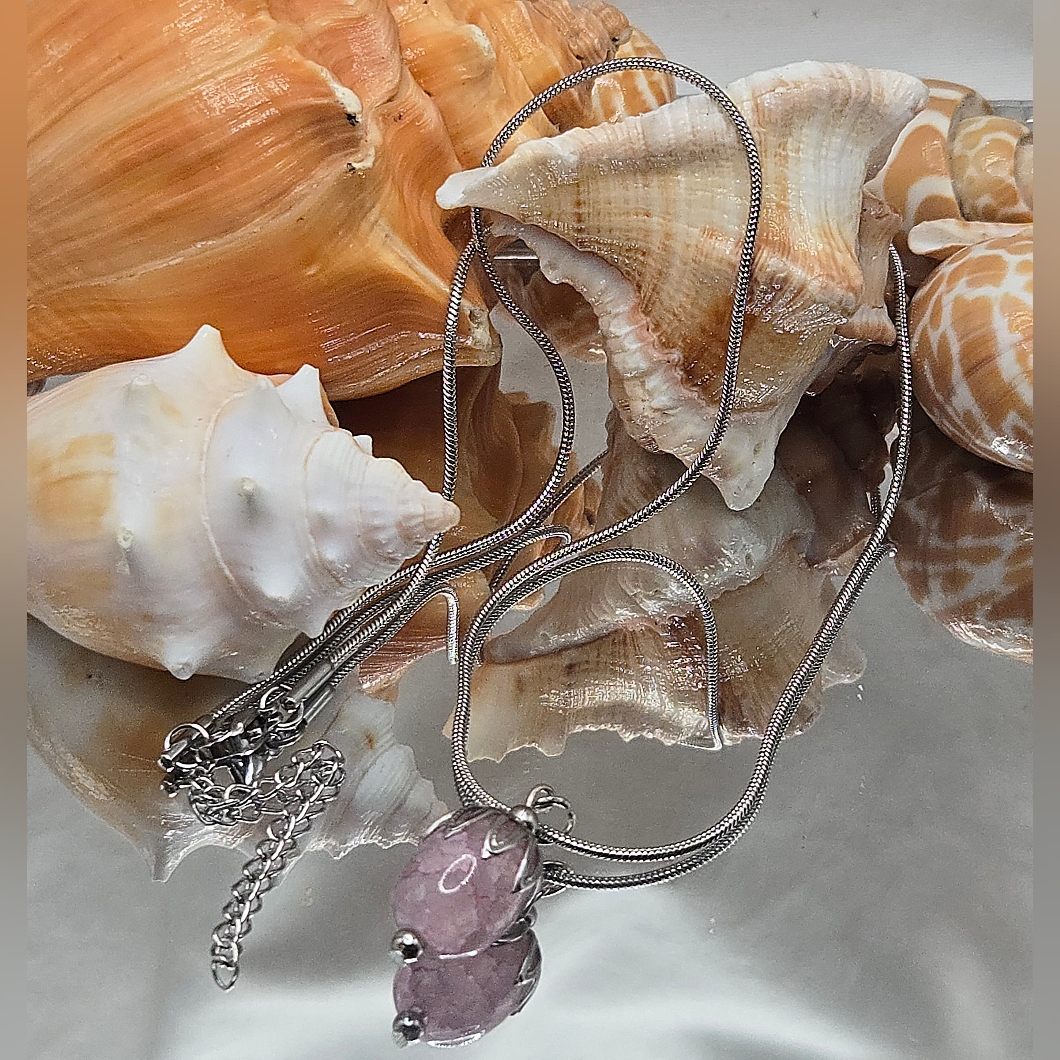 Elegant Handmade 18in Stainless Steel Rose Quartz Necklace